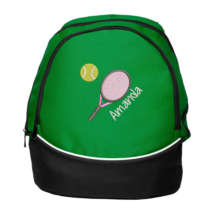 Personalized Tennis Racket and Ball Embroidered Backpack