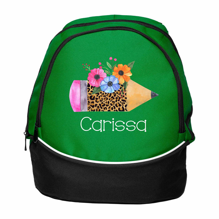 Floral Pencil Custom Printed Personalized Backpack