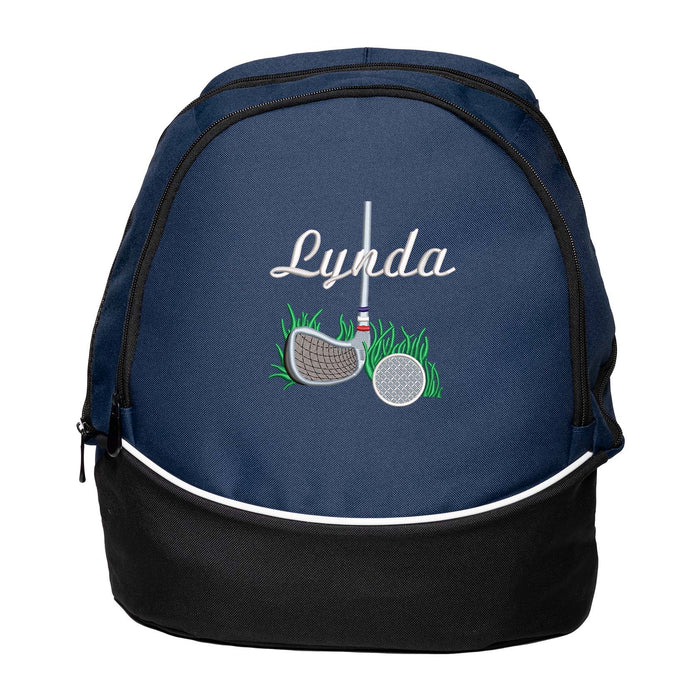 Personalized Golf Backpack with Embroidered Golf Club in the Rough, Gift for Golfer