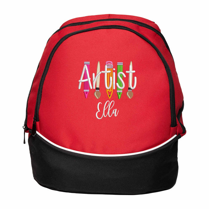 Personalized Art Supplies Embroidered Backpack, Gift for Artist