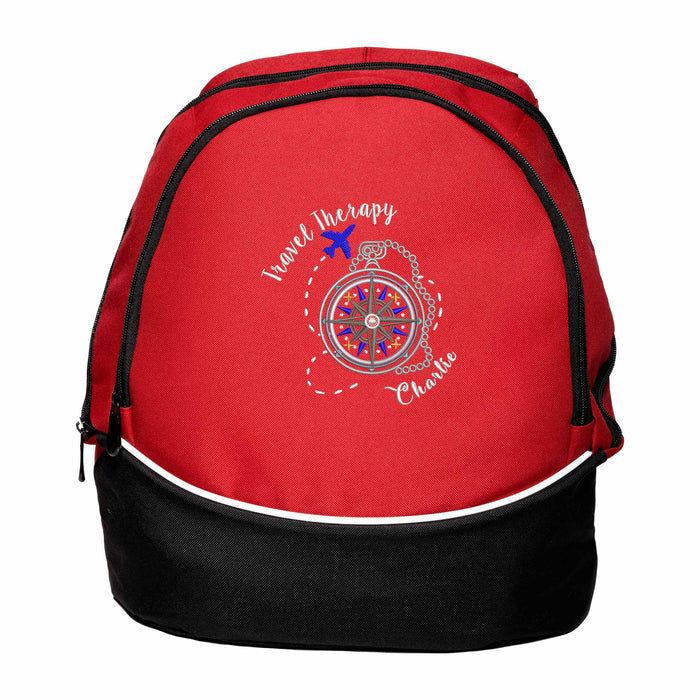 Travel Therapy Compass Personalized Embroidered Backpack