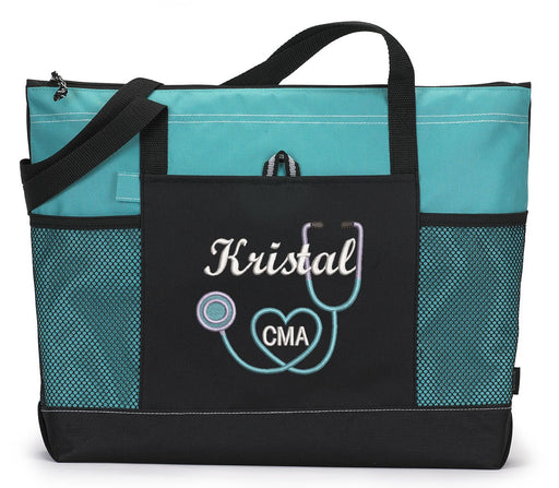 Nurse 2, RN, LPN, CNA, Medical Personnel Personalized Embroidered Tote Bag - Simply Custom Life