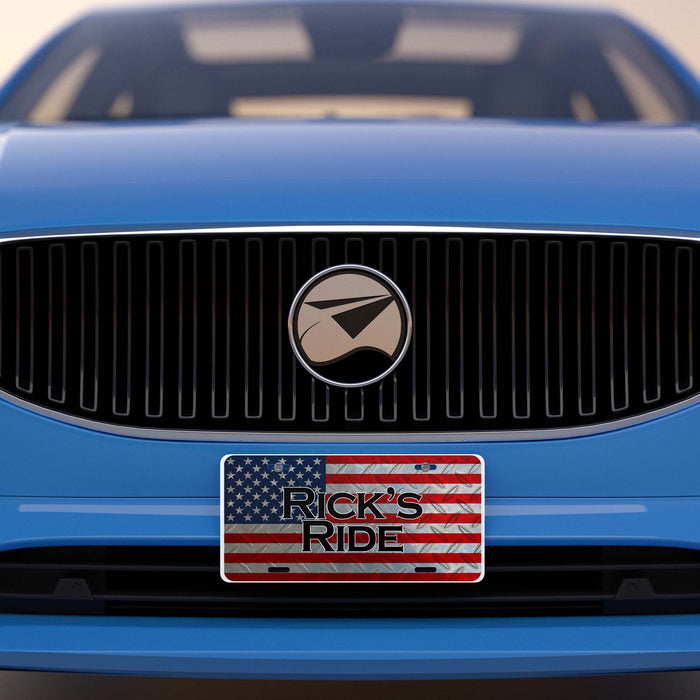 Personalized Grunge American Flag Vanity Plate, Patriotic License Plate