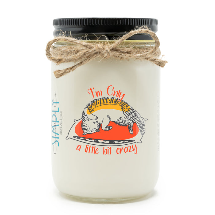 Im Only A  Little Bit Crazy Personalized Hand Poured Soy Candle, Housewarming Gift, Cat Lover