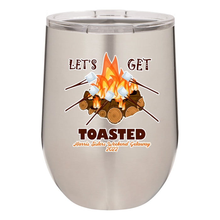 Personalized Lets Get Toasted UV Printed Insulated Stemless Stainless Steel 12 oz Tumbler