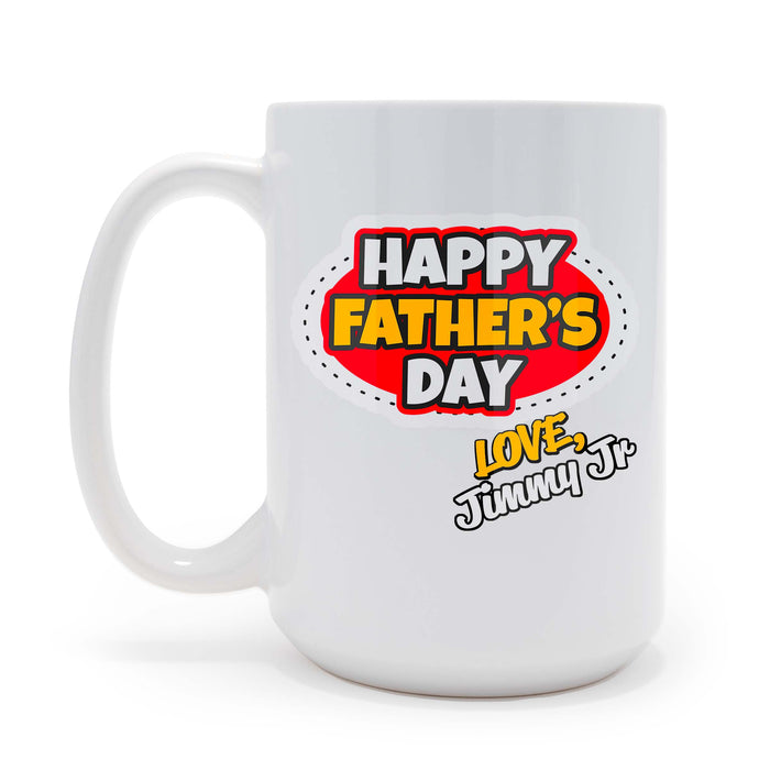 Personalized Happy Fathers Day 15 oz Coffee Mug