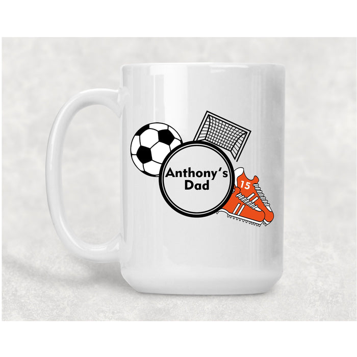 Sports Mom / Dad Soccer Personalized 15 oz Ceramic Coffee Mug