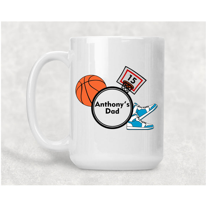 Sports Mom / Dad Basketball Personalized 15 oz Ceramic Coffee Mug
