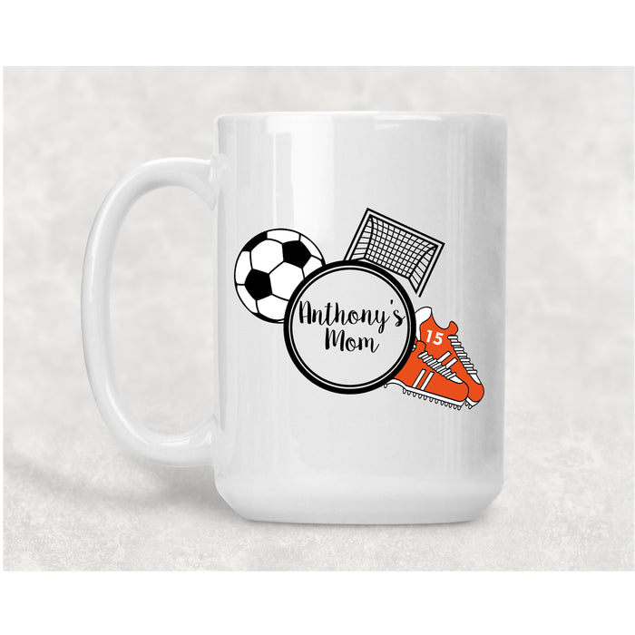 Sports Mom / Dad Soccer Personalized 15 oz Ceramic Coffee Mug