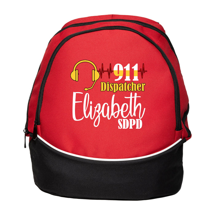 Heartbeat 911 Dispatcher Personalized Printed Backpack, Gift for Dispatcher, First Responder, Appreciation