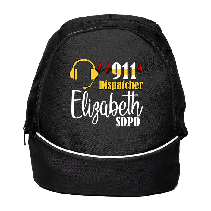 Heartbeat 911 Dispatcher Personalized Printed Backpack, Gift for Dispatcher, First Responder, Appreciation