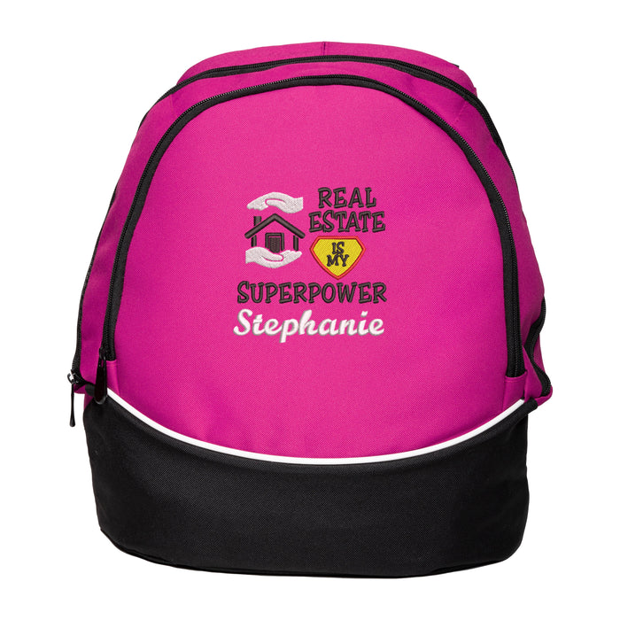 Real Estate is My Superpower Embroidered Personalized Realtor Backpack , EXCLUSIVE DESIGN