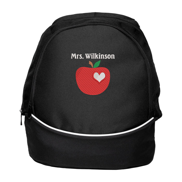 Teacher Apple Heart, Pre-k, Nursery School Personalized Embroidered Backpack, Teacher Gifts