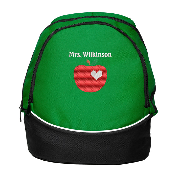 Teacher Apple Heart, Pre-k, Nursery School Personalized Embroidered Backpack, Teacher Gifts