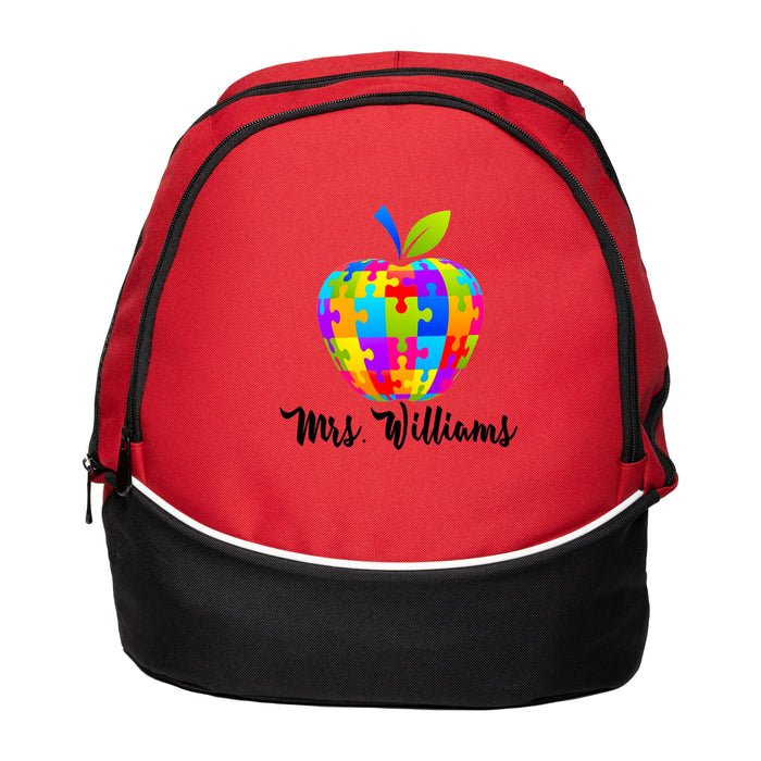 Autism Apple  Custom Printed and Personalized  Backpack, Autism Awareness