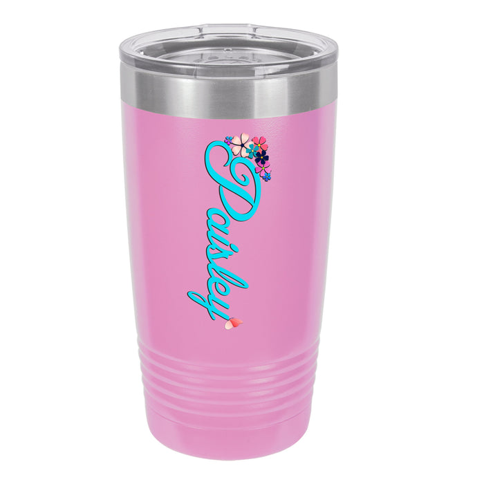 Custom Spring Floral with Name UV Printed Insulated Stainless Steel 20 oz Tumbler for Spring