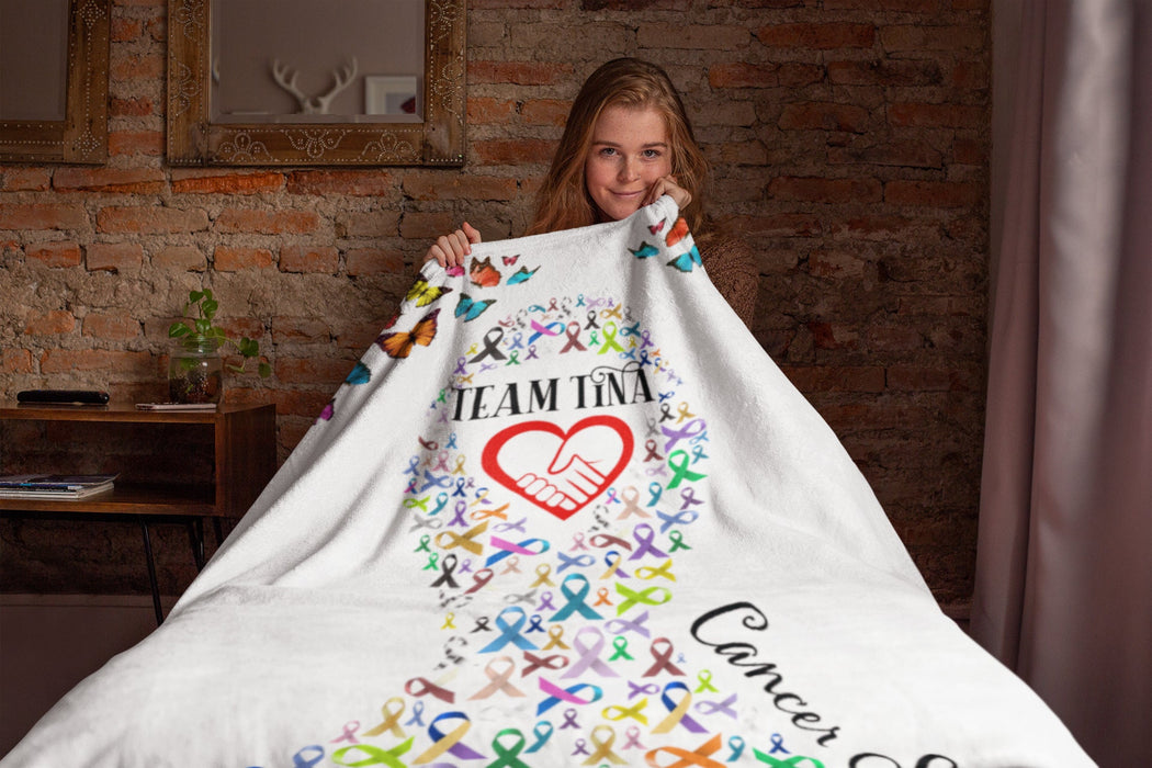 Personalized Cancer Sucks Metastatic Cancer Blanket, Chemotherapy, Sherpa Blanket,Throw Blanket