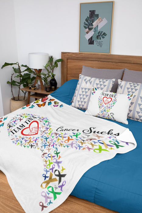 Personalized Cancer Sucks Metastatic Cancer Blanket, Chemotherapy, Sherpa Blanket,Throw Blanket