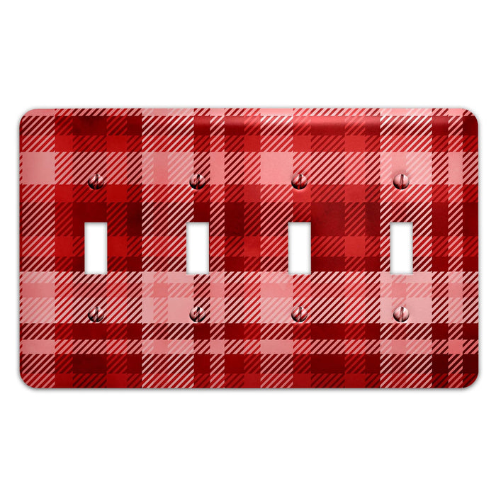 Red and Pink Plaid Decorative Light Switchplate Cover, Other Sizes Available, Home Decor, Lighting