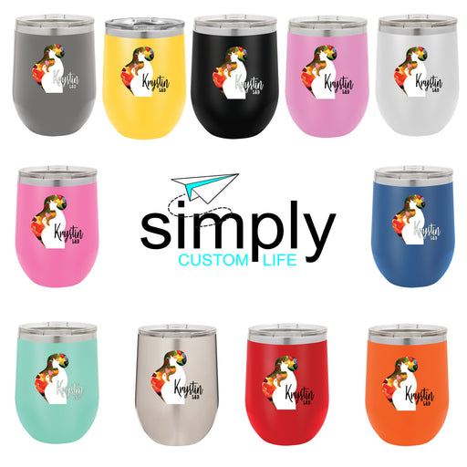 Simply Custom Life 12 Oz Stemless Wine Tumbler Midwife Doula Labor and Delivery Nurse Personalized 12 oz Insulated Stemless Wine Tumbler