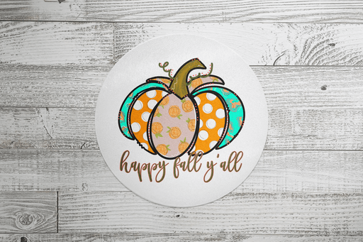 Simply Custom Life Cutting Board Happy Fall Y'all Tempered Glass Round Cutting Board, Housewarming Gift, Hostess Gift, Kitchen Decor, Thanksgiving