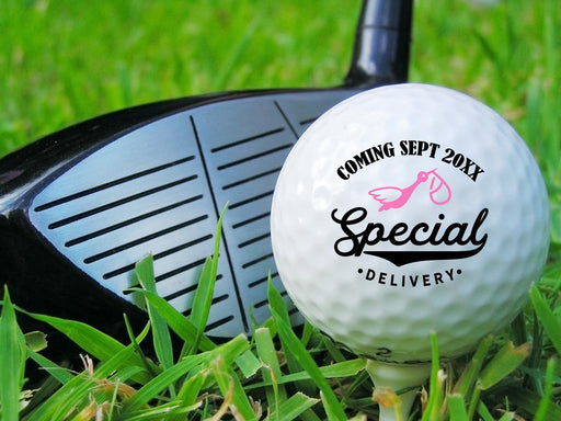 Simply Custom Life Golf Balls Special Delivery Baby Announcement Personalized Golf Balls (Set of 3 Balls)